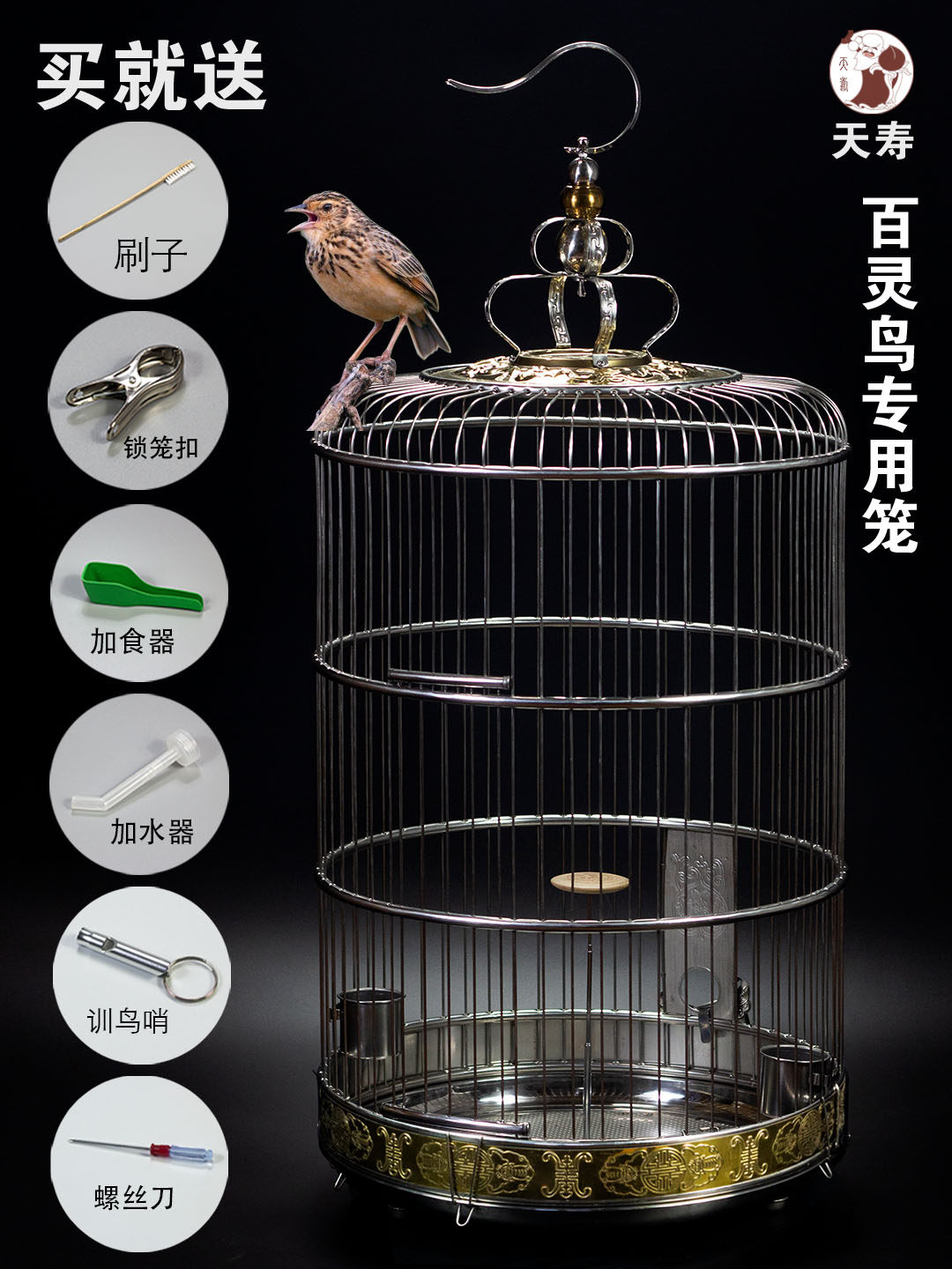 百灵鸟笼天寿不锈钢鸟笼图片