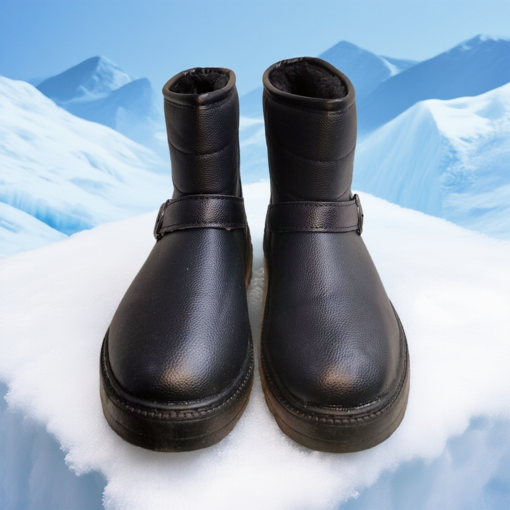 冬季英伦男短筒加绒防水防滑雪地