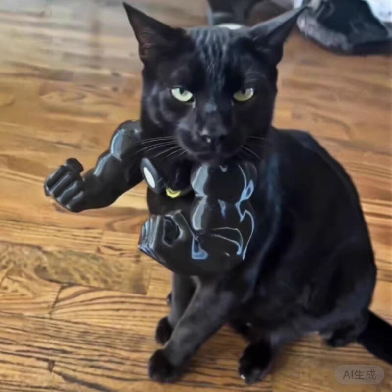 3d打印小猫咪肌肉手臂玩具解闷神器挂件浩克逗猫拳击挂脖子狗拳头