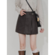 PU皮短裤 百搭阔腿复古短裙裤 女不对称设计感高腰A字修身 简约时尚
