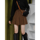 A字高腰短裙女灯芯绒复古简约显瘦显腿防走光内衬条绒半身百褶裙