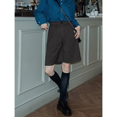 女高腰直筒阔腿休闲舒适显瘦高级感简约飒爽短裤 毛呢西装 五分裤