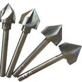 钨钢倒角钻头4刃合金沉孔刀PCB线路板碳纤维石膏板90度锥面锪钻