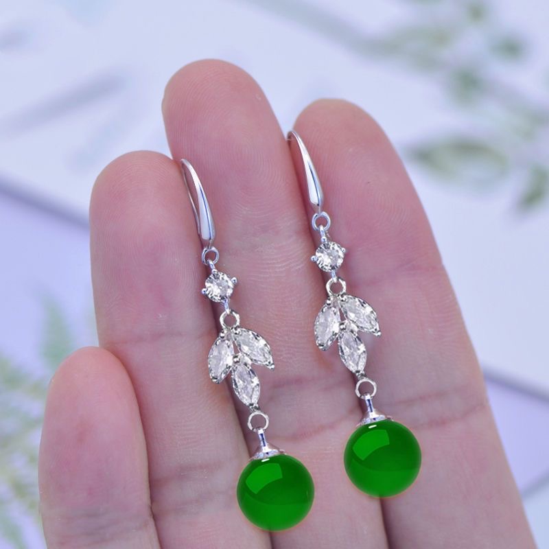 s925纯银天然玛瑙耳环女气质耳坠