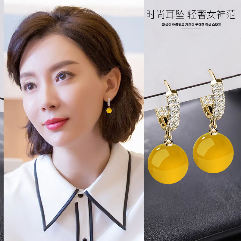 纯银天然玛瑙耳环高级感