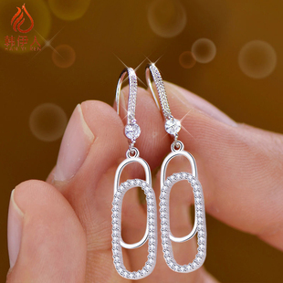 S925纯银曲别针耳环2025新潮款长款耳坠修脸防过敏气质时尚耳饰品