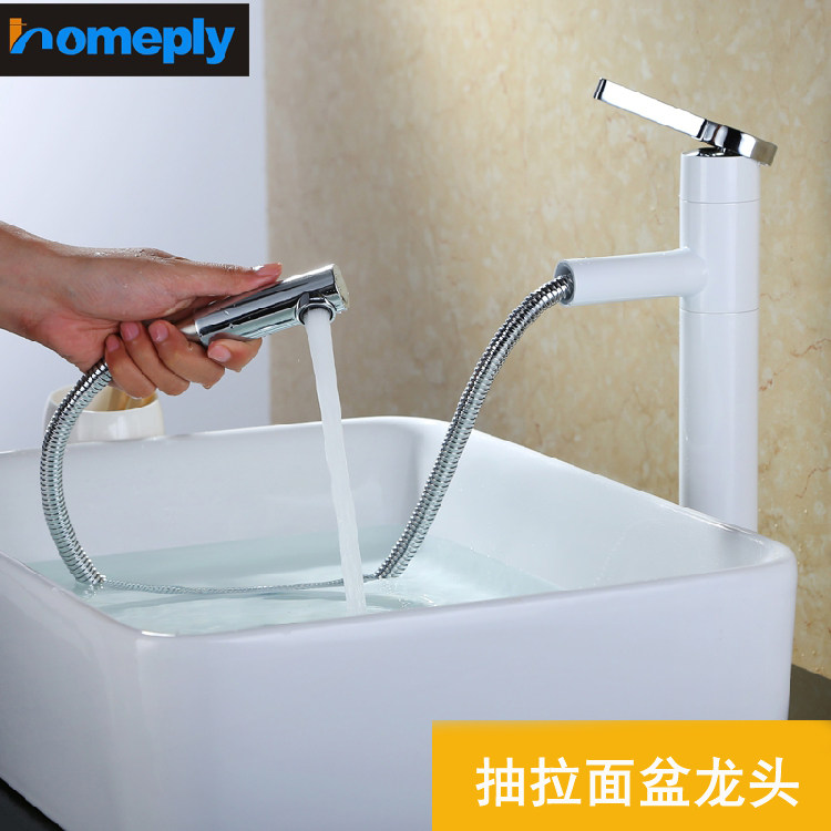 世爵面盆龙头冷热全铜旋转时尚白