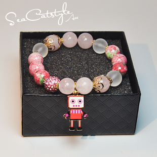 新年饰品小猫咪机器人木马可爱多元素串珠手链节日礼物送女友闺蜜