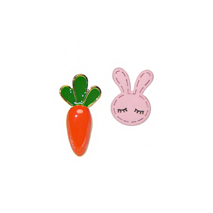 卡通可爱兔子胡萝卜不对称AB版耳钉日系配饰品轻奢耳环节日礼物