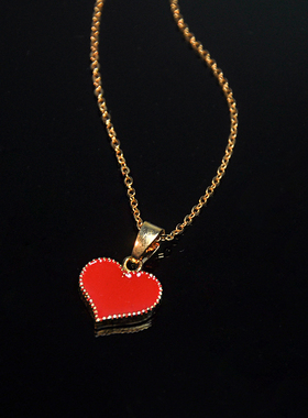 民族风时尚个性红色爱心项链女