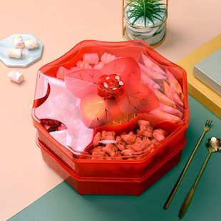 创意分格带盖收纳盒糖果盘家用现代客厅茶几过年零食瓜子干果盘子