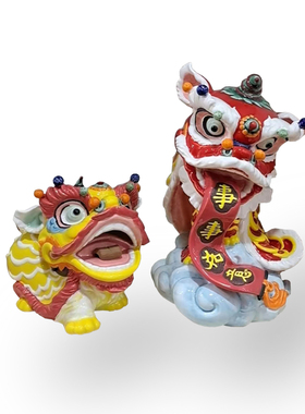 陶瓷事事如意舞狮国风狮子礼品