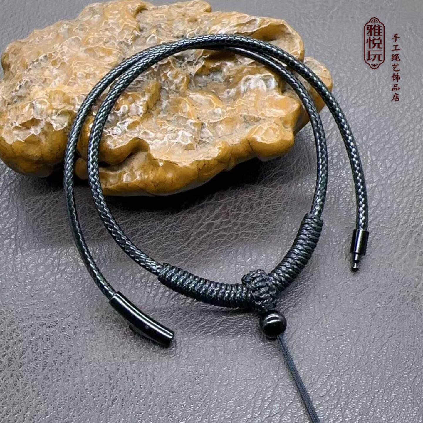 手工精编金刚结加厚按扣插扣款锁骨链绳黑色百搭玉坠绳吊坠挂件绳