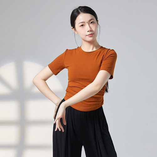 共妍纯色圆领现代舞短袖练功服