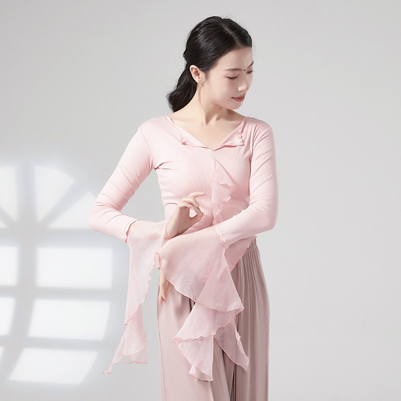 共妍雪纺拼接古典舞长袖练功服