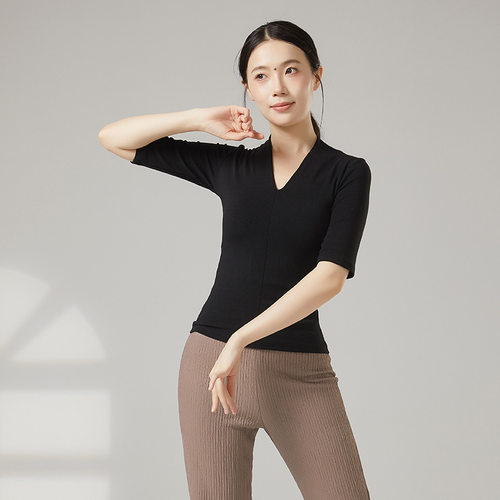 共妍V领中袖现代舞艺考练功服
