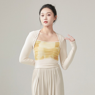 共妍长袖 网纱拼接显瘦艺考上衣女 T恤古典现代舞蹈形体训练功服装