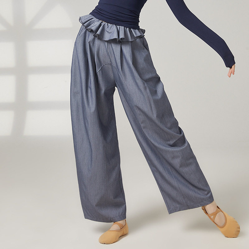 共妍秋冬荷叶花苞腰边宽松古典现代舞蹈生艺考演出练功服阔腿长裤,运动/瑜伽/健身/球迷用品,现代舞服装,淘宝优惠券,粉丝福利购,淘宝优惠卷