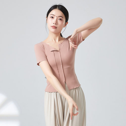 共妍夏季短袖V领现代舞练功服