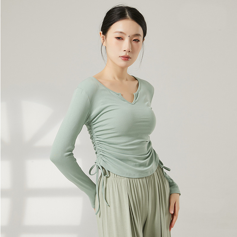 共妍现代舞蹈长袖侧抽绳练功服