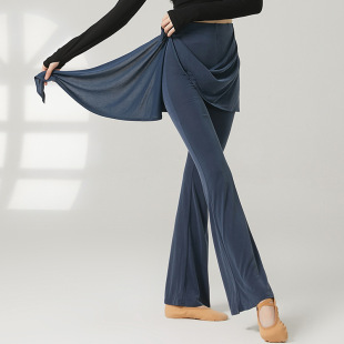 共妍铜氨丝飘逸系带微喇叭拉丁现代舞蹈生艺考演出形体练功服长裤