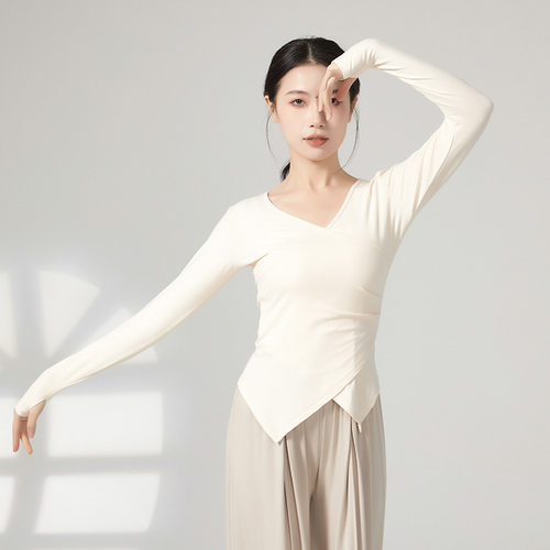 共妍交叉V领现代舞套指练功服