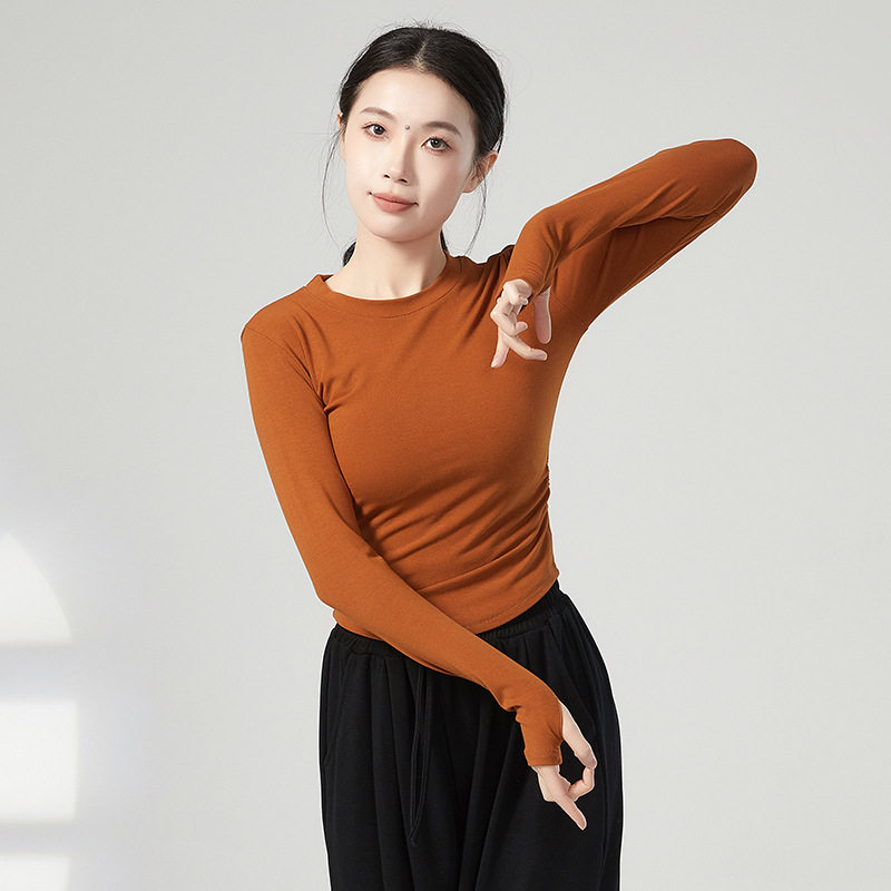 共妍腰间褶皱现代舞套指练功服