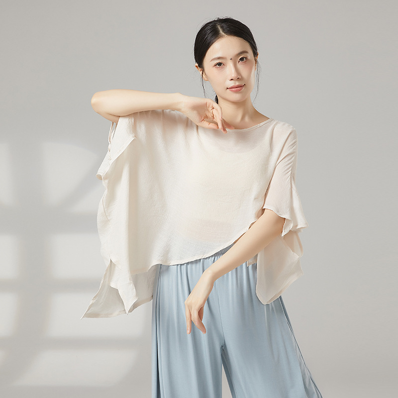 共妍宽松一字领古典舞斜角练功服