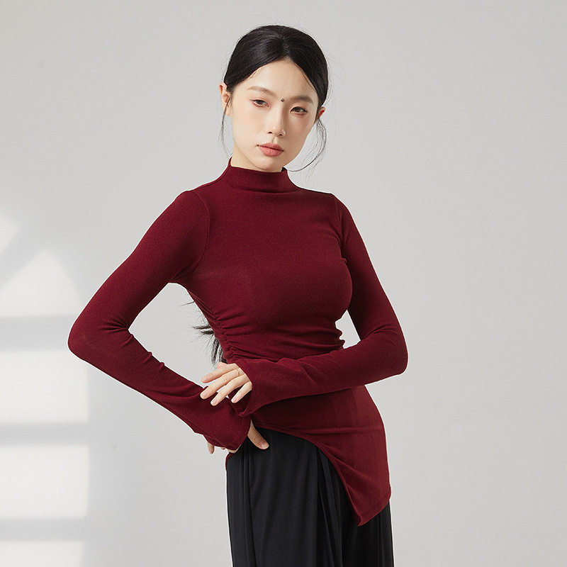 共妍侧开叉半高领现代舞练功服
