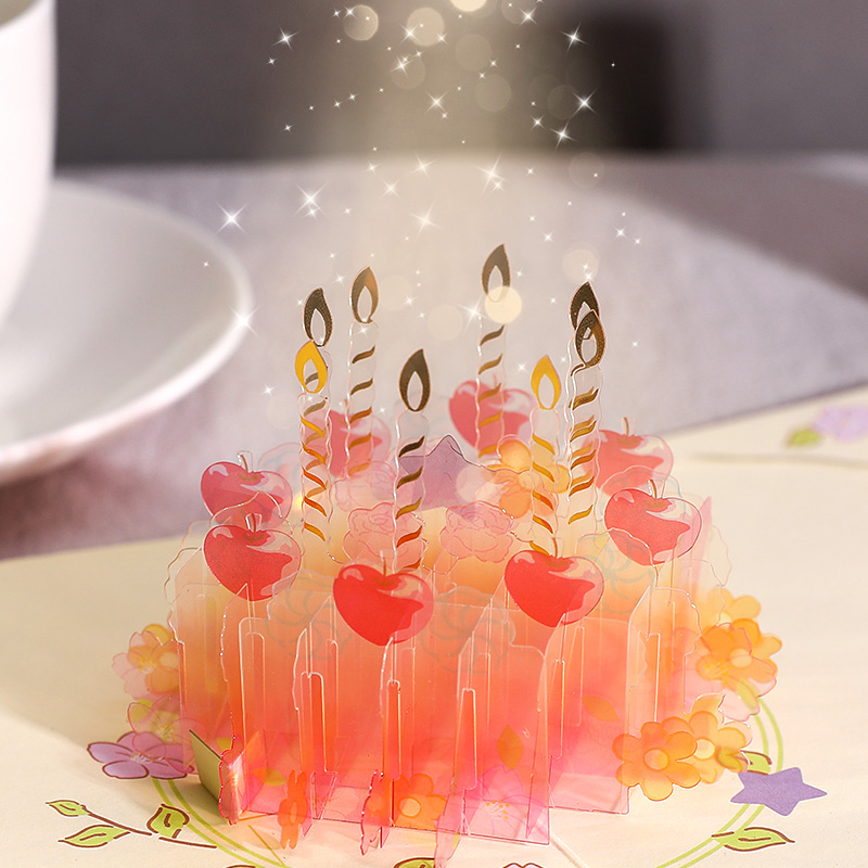 生日蛋糕贺卡3d立体送唯美少女心