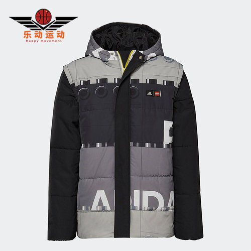 阿迪达斯正品大童连帽棉服