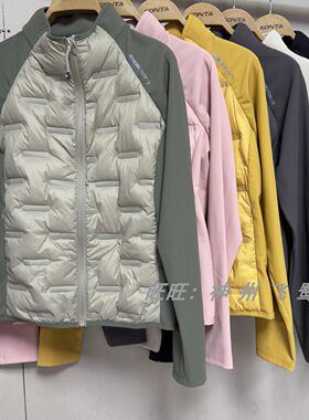 女士秋冬立领拼接轻薄羽绒服外套