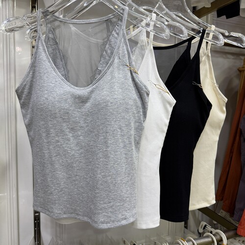 庄泰性感美背带胸垫背心女夏薄款