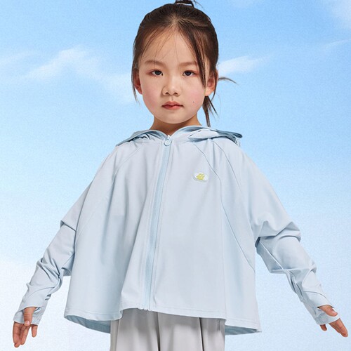儿童冰丝蝙蝠型防晒衣可拆帽檐