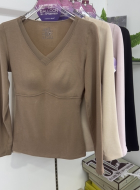 茜丝柔25819羊绒蚕丝保暖上衣V领无痕舒适亲肤免穿文胸养护内衣