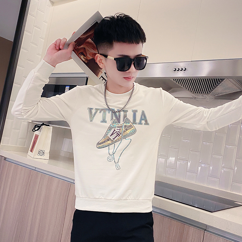 XS号修身卫衣男社会人痞帅矮小个子精神小伙秋冬网红纯棉长袖t恤