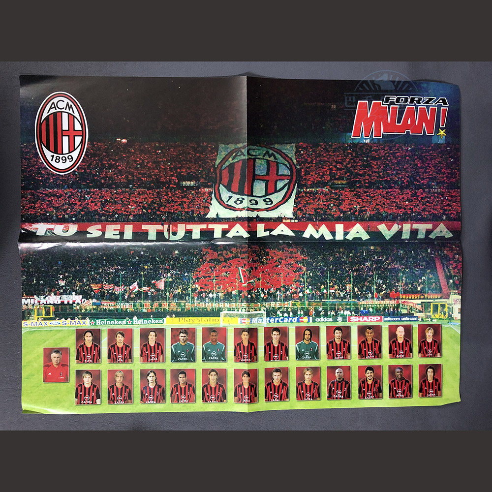 ac米兰官方原版海报forza milan队刊2005/2006意甲足球全家福阵容