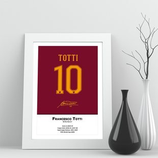 托蒂相框as roma罗马照片球衣迷实木足球装饰墙桌摆件家居签名