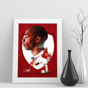 06相框阿森纳亨利照片迷实木足球装饰墙桌摆件挂家居酒吧海报签名
