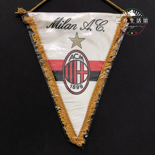 ac米兰milan意甲足球90年代官方队旗交换旗挂旗三角旗红黑条纹 01