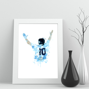 08相框阿根廷马拉多纳照片球迷实木足球装饰墙桌摆件挂框家居签名