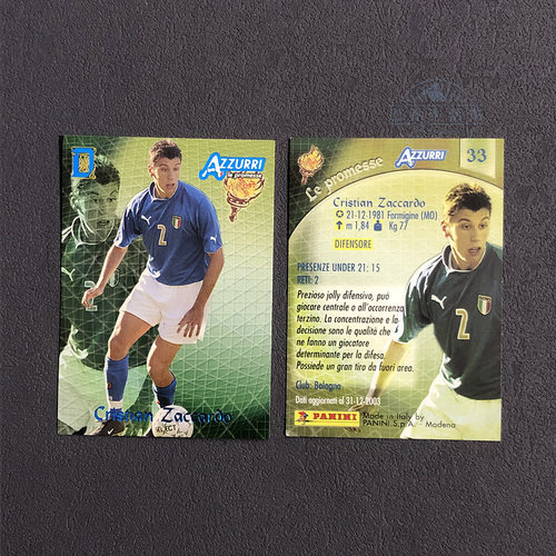 33 Panini帕尼尼2004意大利国家队AZZURRI球星卡官方 扎卡尔多