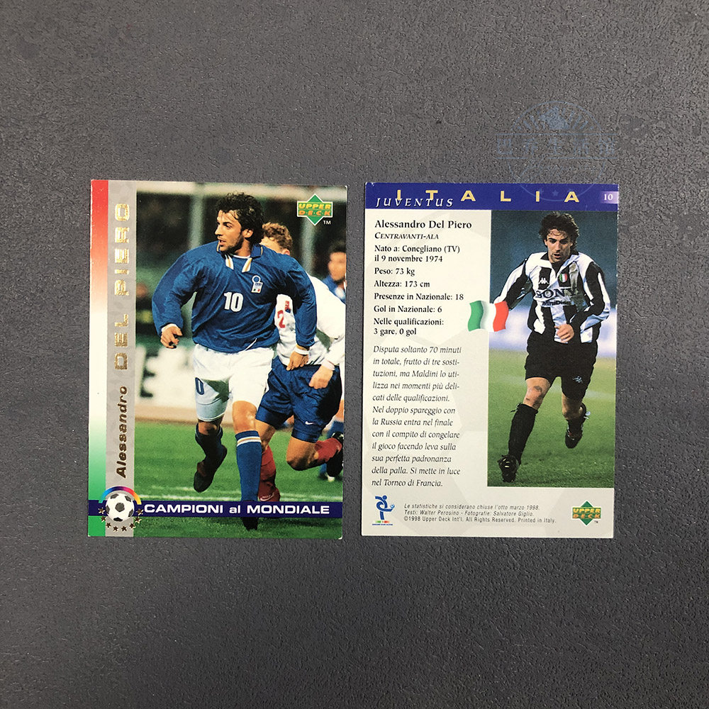 意大利皮耶罗官方1997球星卡1998世界杯upper deck洗衣粉促销
