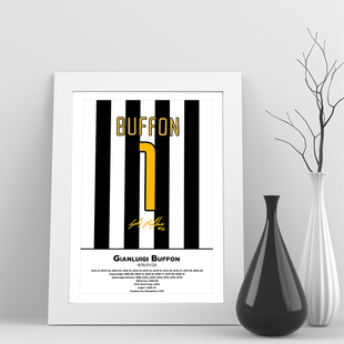 19布冯相框尤文图斯buffon照片球衣迷实木足球装饰墙摆件家居签名