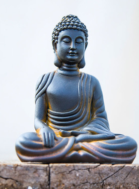 新中式禅意如来佛祖释迦牟尼佛像桌面家居装饰品佛堂工艺品摆件