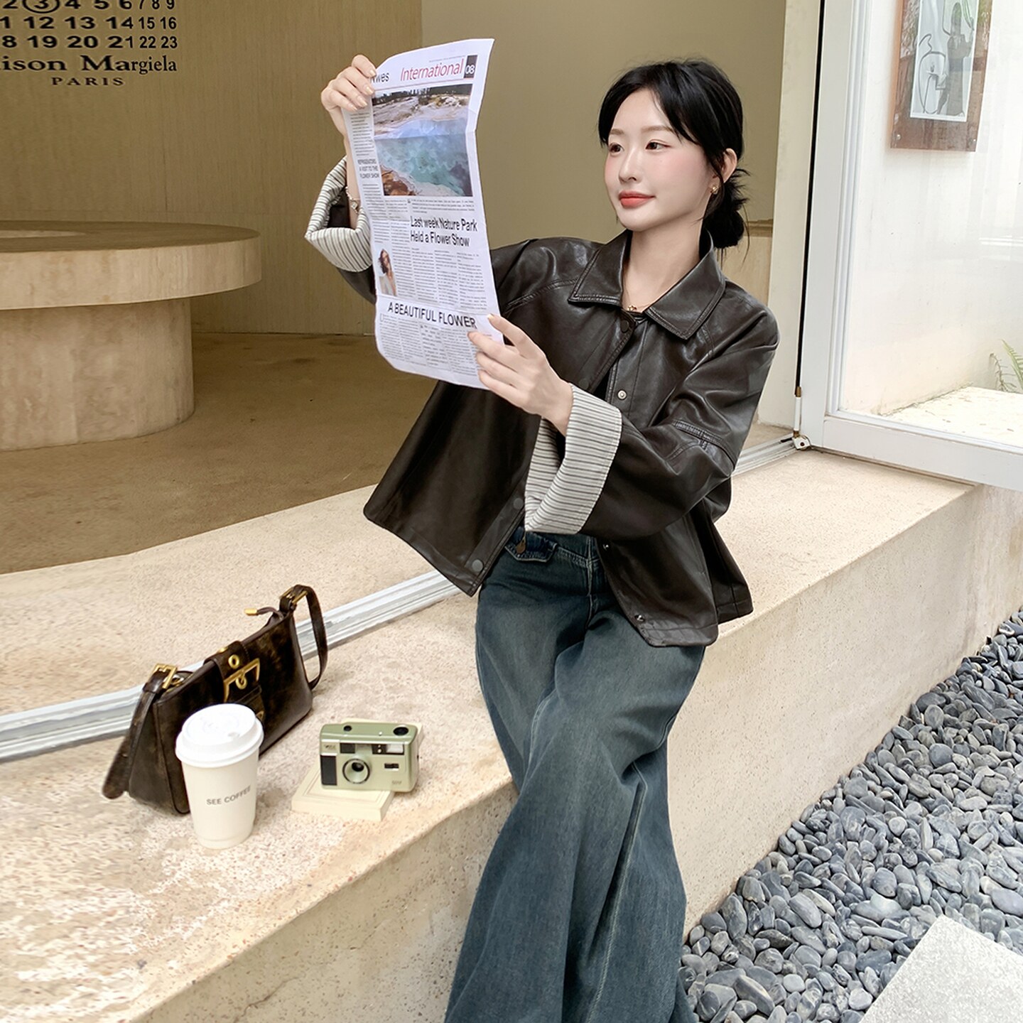 新品大货主推黑色复古高级感皮衣外套2C075-801-P165-K248,女装皮衣,2C075