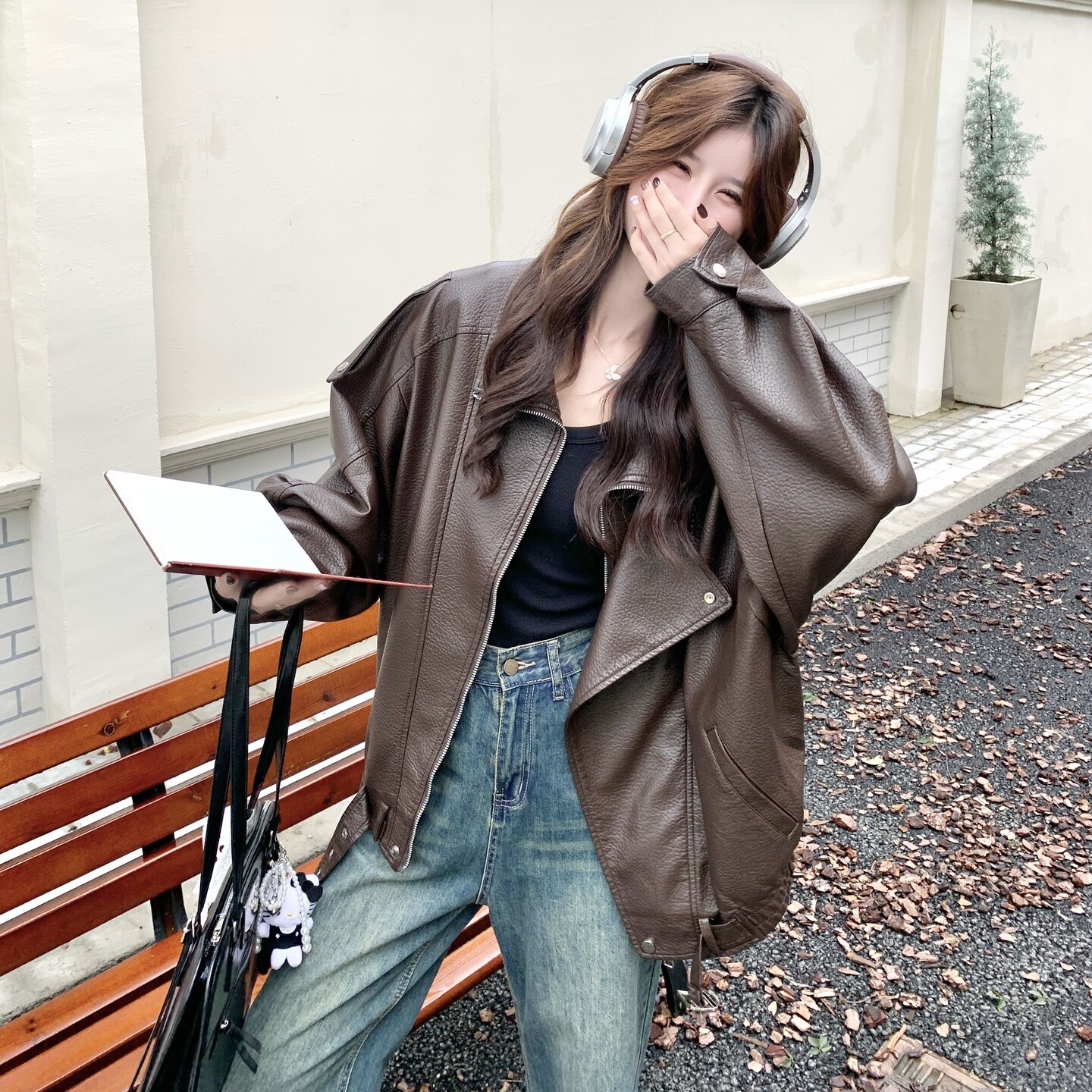 韩版复古皮衣外套女2025秋季新款高级感百搭机车炸街夹克短款上衣,女装皮衣,2C075