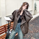 韩版复古皮衣外套女2025秋季新款高级感百搭机车炸街夹克短款上衣，女装皮衣，2C075