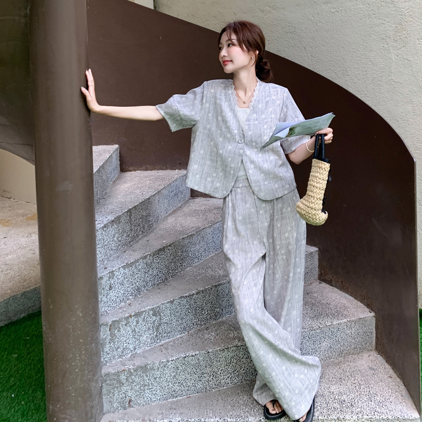 新品韩系圆点套装2C075-9006-P165-K238,女装套装/套裙,2C075