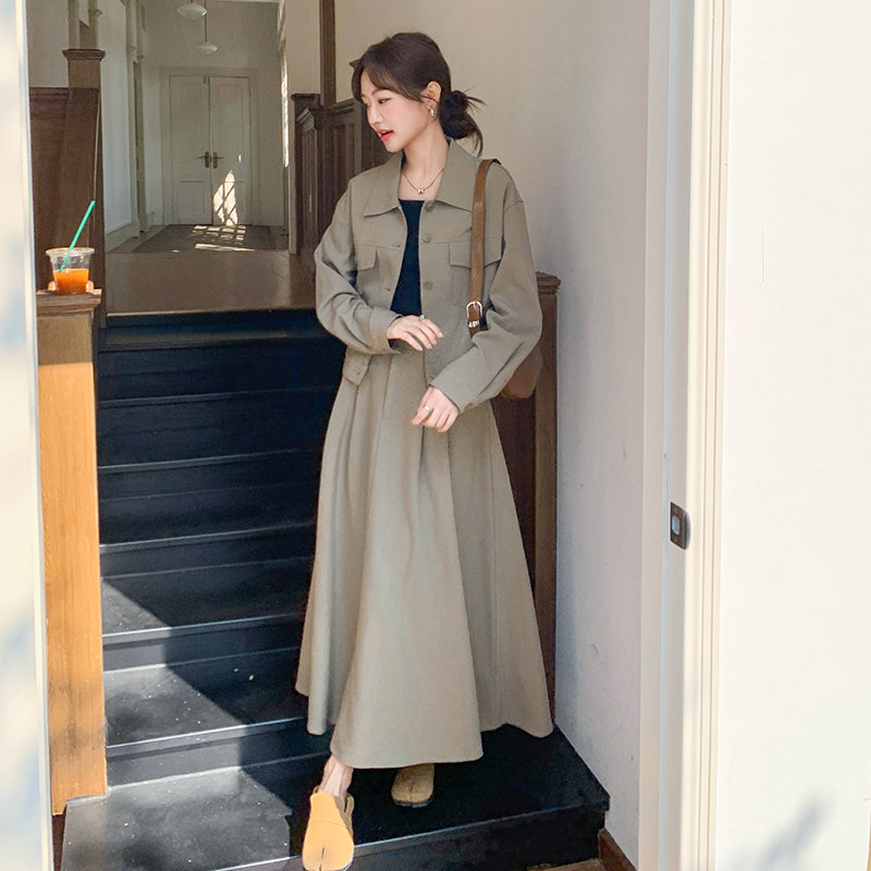 新品大货减龄短款外套+中长款百褶裙两件套6008-P175-K248,女装套装/套裙,2C075